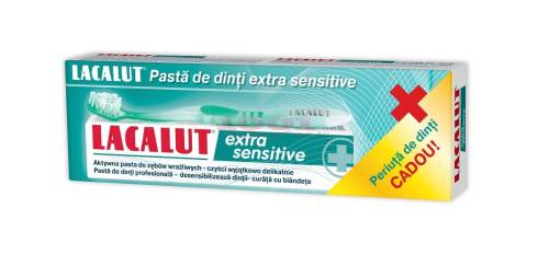 Lacalut extra sensitive pasta de dinti + periuta de dinti cadou