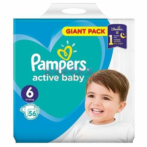 Pampers active babi scutece copii nr.6 giant pack 56 bucati