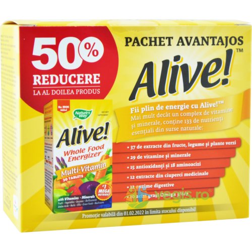 Alive (fara fier) 30cpr+30cpr (50% reducere la al doilea produs)