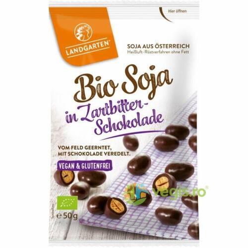 Boabe de soia invelite in ciocolata amaruie ecologice/bio 50g