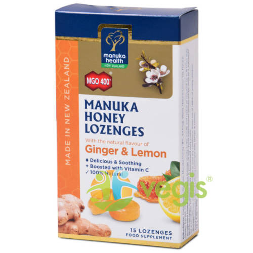Manuka health Bomboane cu miere de manuka mgo™ 400+, ghimbir si lamaie 65g