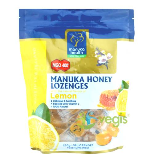 Manuka health Bomboane cu miere de manuka mgo™ 400+ si lamaie 250g