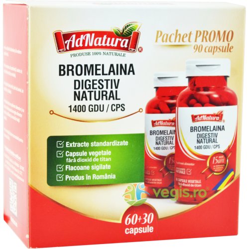 Bromelaina digestiv natural 60cps+30cps