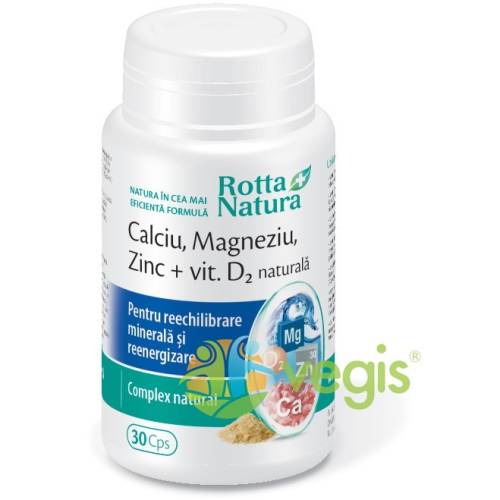 Calciu magneziu zinc + vitamina d2 naturala 30cps
