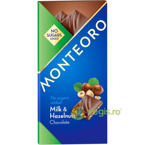 Ciocolata cu lapte si alune fara zahar adaugat monteoro 90g