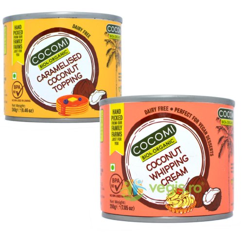 Crema cocos pt deserturi 200g+crema de cocos cu caramel 240g eco/bio - pachet