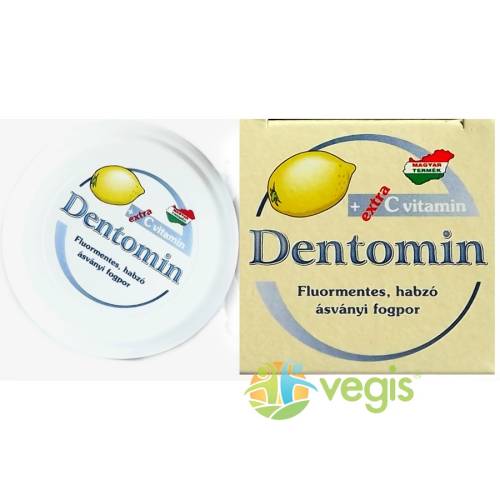 Dentomin - praf de dinti spumant cu aroma de lamaie 25g