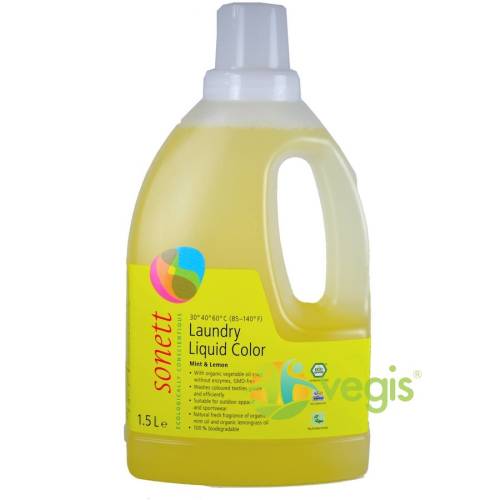 Detergent lichid pentru rufe colorate cu menta si lamaie eco/bio 1.5l