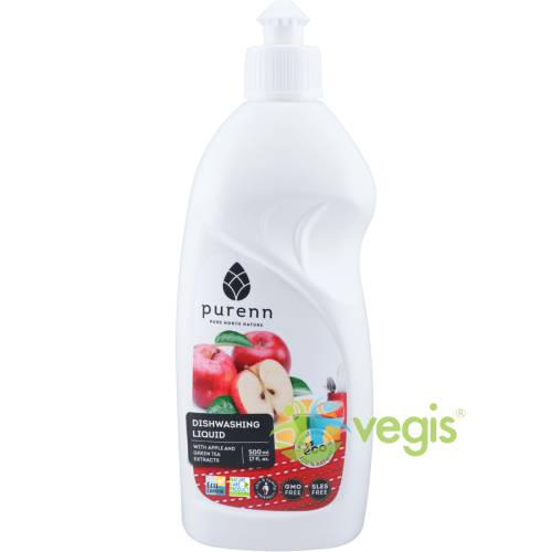 Detergent lichid pentru vase cu mar si ceai verde eco/bio 500ml