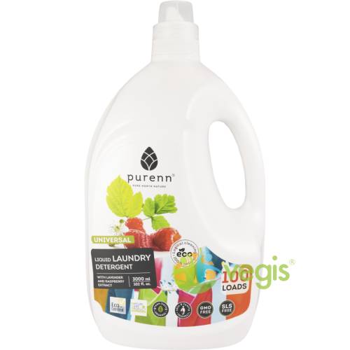 Detergent lichid universal pentru rufe cu lavanda si zmeura eco/bio 3l