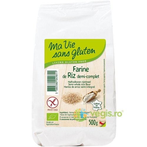 Faina de orez semiintegral fara gluten ecologic/bio 500g