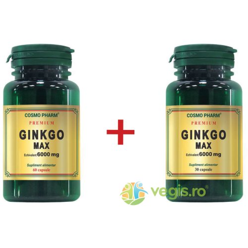 Ginkgo max extract 120mg echiv. 6000mg premium 60cpr+30cpr pachet 1+1