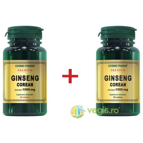 Ginseng corean 1000mg premium 60cpr+30cpr pachet 1+1