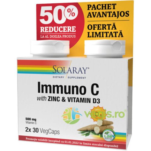 Immuno c plus zinc si vitamina d3 30cps+30cps (50% reducere la al doilea produs)