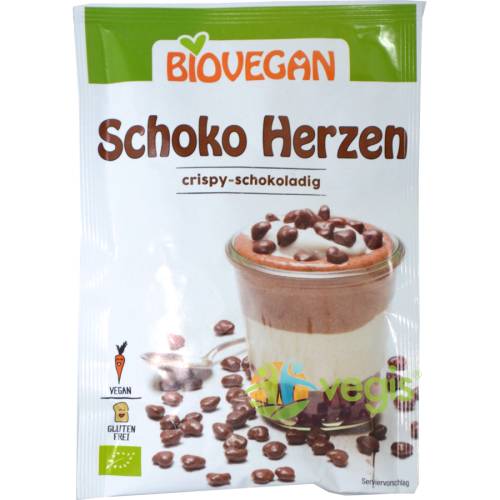 Inimioare decorative din ciocolata fara gluten ecologice/bio 35g