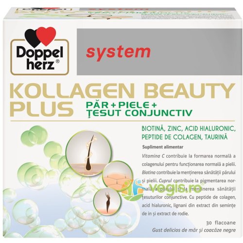Kollagen (colagen) beauty plus system pentru par si piele cu biotina si acid hialuronic 30dz