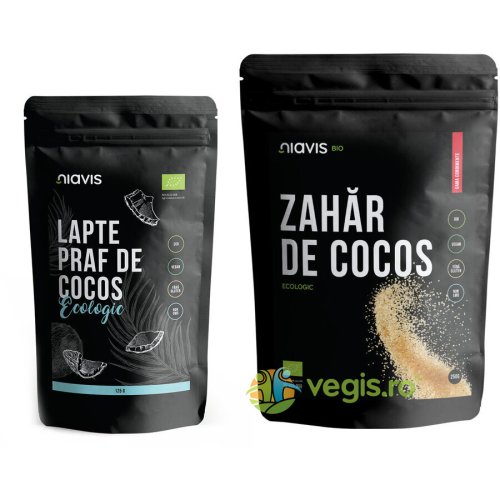 Lapte praf de cocos ecologic/bio 125g + zahar de cocos ecologic/bio 250g