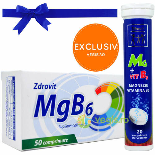 Zdrovit Magneziu+vitamina b6 50cpr + magneziu+vitamina b6 efervescent 20cpr
