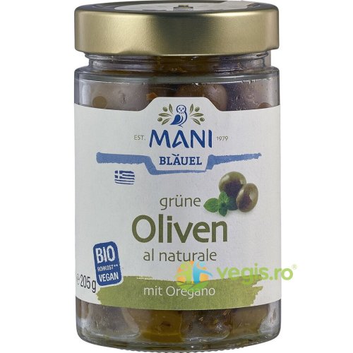 Masline verzi cu oregano in ulei de masline ecologice/bio 205g