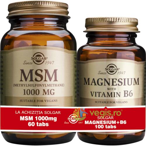 Msm 1000mg 60tb (metilsulfonilmetan) + magnesium cu b6 100 tablete pachet 1+1 cadou