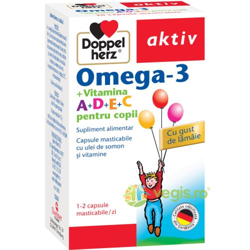 Omega-3 cu vitaminele a+d+e+c pentru copii aktiv 30cps masticabile