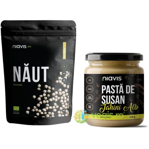 Pachet humus: naut ecologic/bio 500g + pasta de susan tahini alb ecologica/bio 250g
