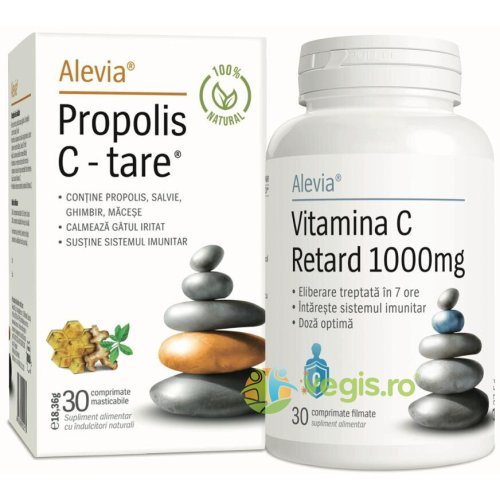 Pachet propolis c-tare 30cps + vitamina c retard 1000mg 30cps
