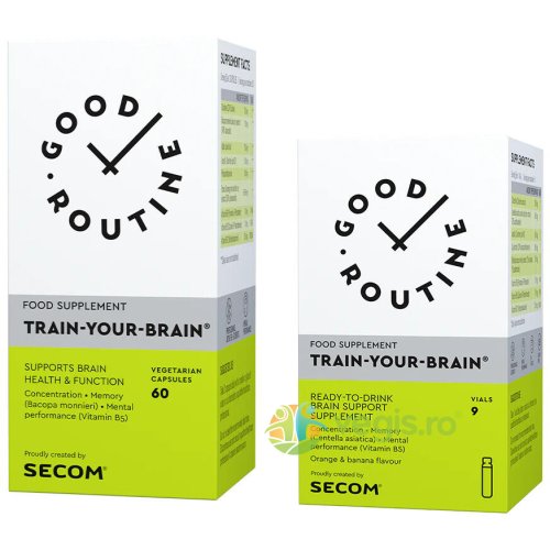 Pachet train your brain 60cps + 9 fiole buvabile secom,