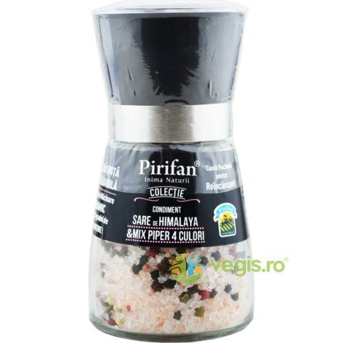 Pirifan Rasnita reutilizabila cu sare de himalaya si mix piper 4 culori 180g