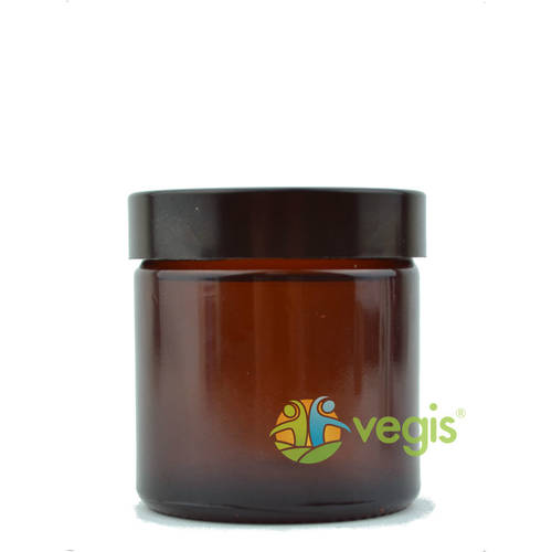 Recipient cosmetic (borcan) sticla ambra cu capac 60ml