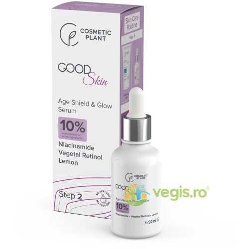 Ser age shield & glow cu niacinamida, retinol vegetal si extract de lamaie good skin 30ml