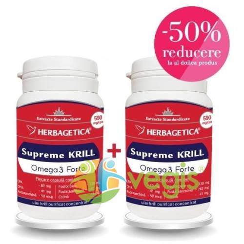 Supreme krill oil omega 3 30cps pachet 1+1-50%