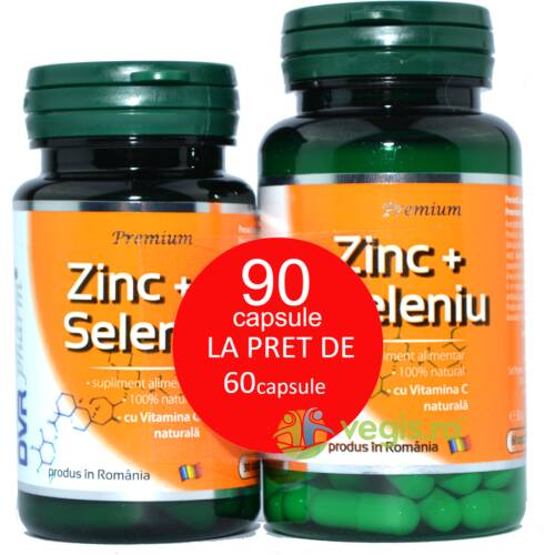Zinc seleniu cu vitamina c naturala pachet 90 de capsule la pret de 60 de capsule