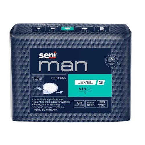 Absorbante urologice pentru incontinenta urinara barbati - seni man extra incontinence pads for men, level 3, 15 buc