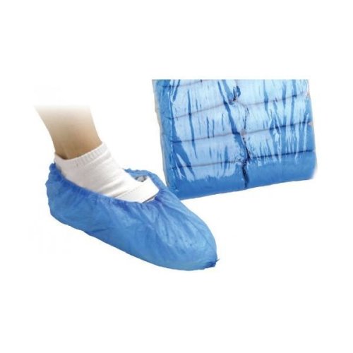 Acoperitori incaltaminte polietilena unica folosinta - disposable pe boot covers, marime14x39cm, albastru, 100 buc