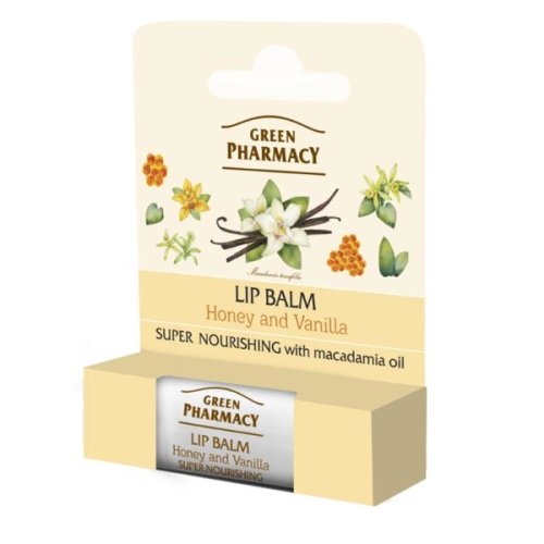 Balsam buze super nutritiv cu miere, vanilie si ulei de macadamia green pharmacy, 3.6 g