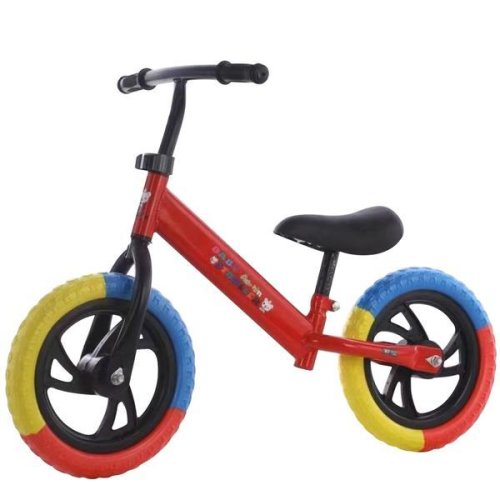 Bicicleta de echilibru fara pedale, bicicleta incepatori pentru copii intre 2 si 5 ani, rosie cu roti in 3 culori, oem