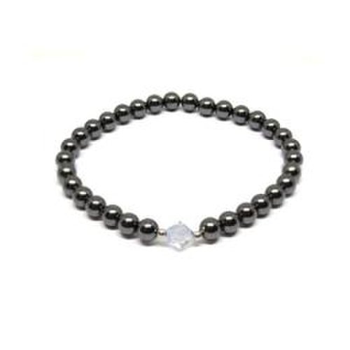 Bratara perle si cristale swarovski, bijouxmag, cora, 17.5 cm, elastica