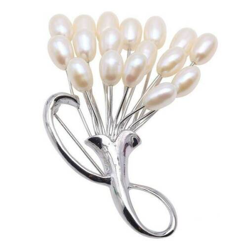 Brosa pandantiv buchet de flori cu perle naturale albe - cadouri si perle