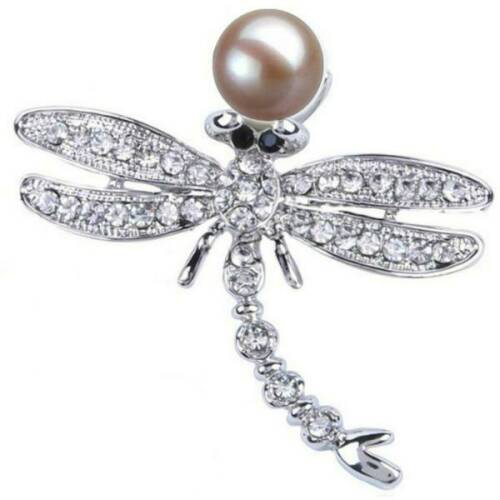 Brosa pandantiv libelula cu perla naturala lavanda si zirconii - cadouri si perle
