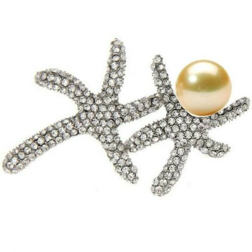Brosa pandantiv stea de mare cu perla naturala crem, mare, de 10 mm - cadouri si perle