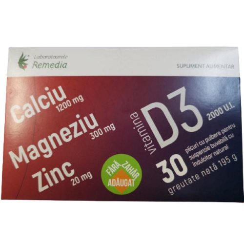 Ca + mg + zn + vitamina d3 remedia, 30 doze