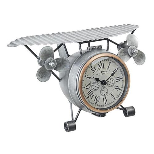 Ceas de masa metal argintiu model avion 29 cm x 22 cm x 17 h - decorer