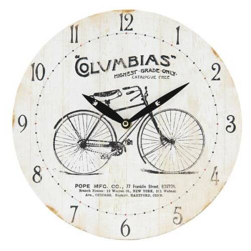 Ceas de perete alb vintage cu model biciclet diametru 29x4 cm