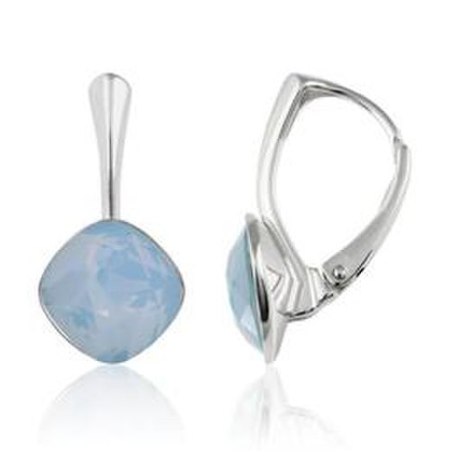 Cercei argint, cercei swarovski cushion cut air blue opal 10mm (bijuterii argint)