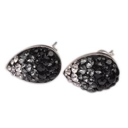 Cercei queen stone multi pear ceralun black diamond, gri/negru, argint 925, 14mm