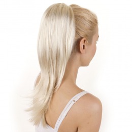 Coada de par veritable , lungime 55 cm , culoare blond platinat ( # 613 )