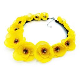 Colier cu flori galbene, statement, yellow bloom, zia fashion