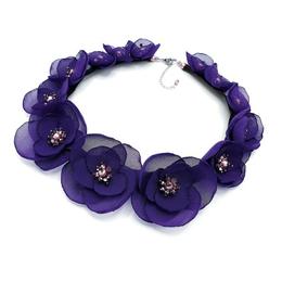Colier cu flori mov, statement, purple bloom, zia fashion