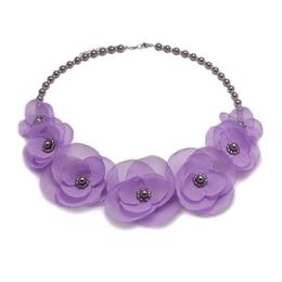 Colier elegant cu perle swarovski si flori, culoarea lila, cute lilly, zia fashion